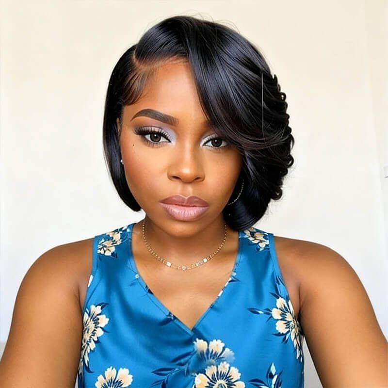 Wear and Go Wigs Side Part Short Bob Wig With Bangs